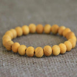 Natural Yellow Cedar Wood Beads Bracelet Seven Chakras Wristband