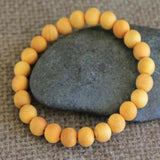 Natural Yellow Cedar Wood Beads Bracelet Seven Chakras Wristband