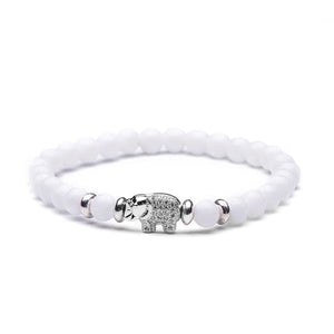8mm Stone Bead Bracelet with Rhinoceros Pendant