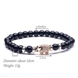 8mm Stone Bead Bracelet with Rhinoceros Pendant