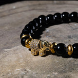 8mm Stone Bead Bracelet with Rhinoceros Pendant