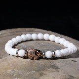 8mm Stone Bead Bracelet with Rhinoceros Pendant