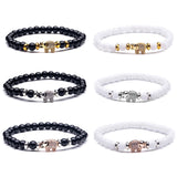 8mm Stone Bead Bracelet with Rhinoceros Pendant