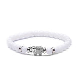 8mm Stone Bead Bracelet with Rhinoceros Pendant