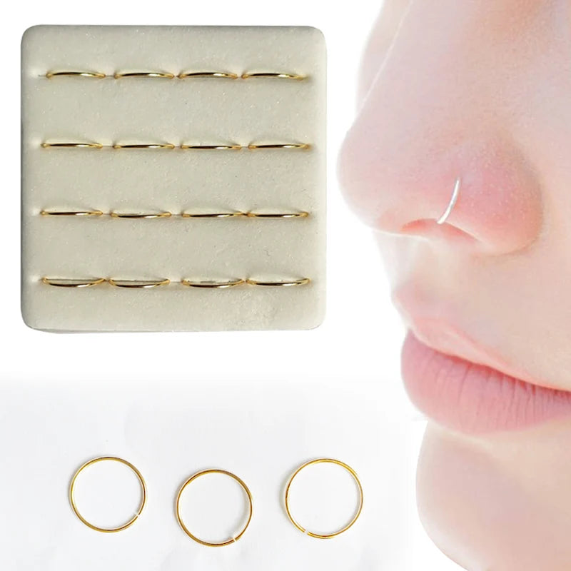 8mm Nose Ring 925 Sterling Silver Nose Hoop Piercing 16pcs/pack