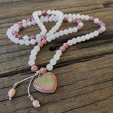 Pink Variscite Pendant Rose Quartz Beads Rhodonite Bracelet
