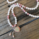 Pink Variscite Pendant Rose Quartz Beads Rhodonite Bracelet