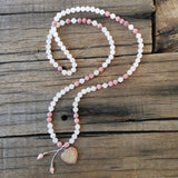 Pink Variscite Pendant Rose Quartz Beads Rhodonite Bracelet