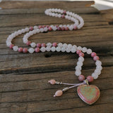 Pink Variscite Pendant Rose Quartz Beads Rhodonite Bracelet