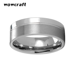 8mm Tungsten Carbide Wedding Band Polished Brushed Ring