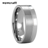 8mm Tungsten Carbide Wedding Band Polished Brushed Ring