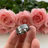 8mm Carbide Wedding Band with Offset Lines Comfort Fit Classic Ring