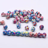 8mm Rainbow Pattern Polymer Clay Beads for DIY Jewelry