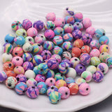 8mm Rainbow Pattern Polymer Clay Beads for DIY Jewelry