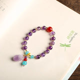 8mm Purple Crystal Beads Bracelets Ethnic Style Bangles Charms Jewelry