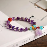 8mm Purple Crystal Beads Bracelets Ethnic Style Bangles Charms Jewelry