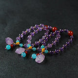 8mm Purple Crystal Beads Bracelets Ethnic Style Bangles Charms Jewelry