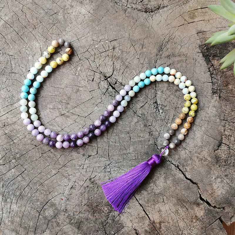 8mm Purple Star Japa Mala, Meditation Mala, Yoga Jewelry Set