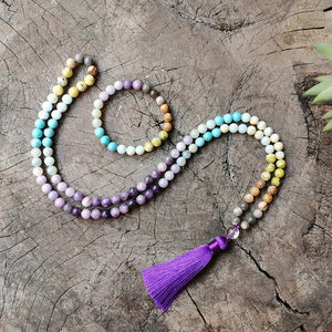 8mm Purple Star Japa Mala, Meditation Mala, Yoga Jewelry Set