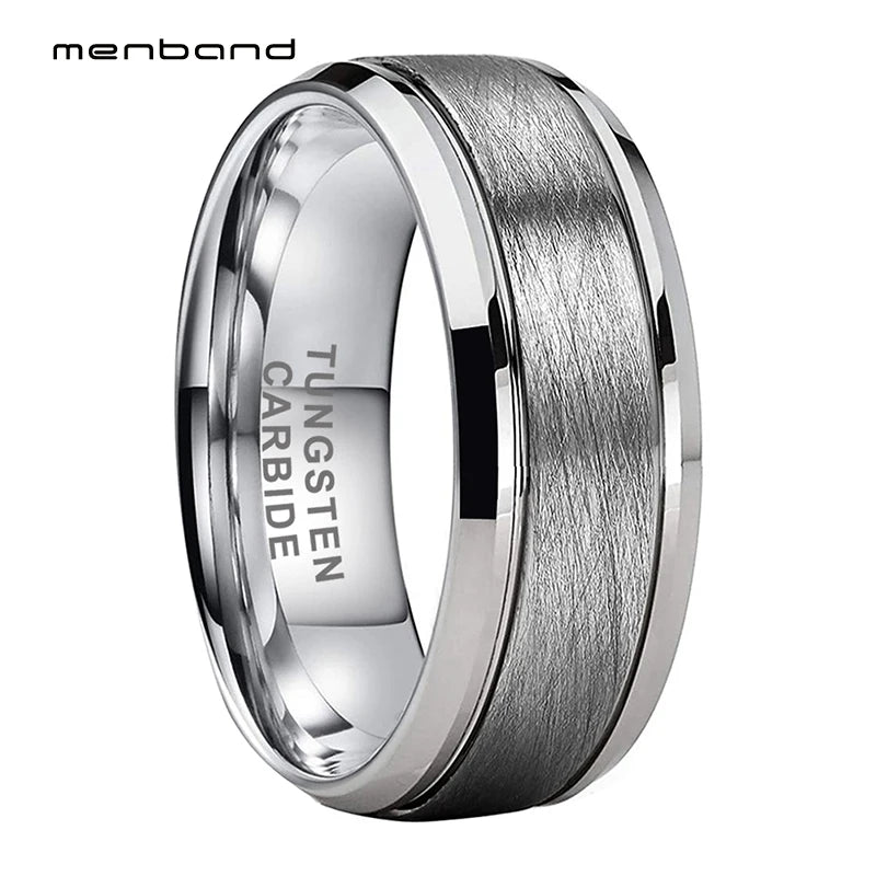 8mm Tungsten Carbide Men's Wedding Band Engagement Ring Special Brush Finish