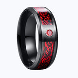 8mm Red Carbon Fiber Celtic Dragon Tungsten Carbide Ring Size 7-12