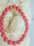 8mm Red Coral Round Bead Bracelet Elasticity Adjustable Style Unisex Gift