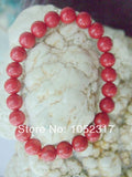 8mm Red Coral Round Bead Bracelet Elasticity Adjustable Style Unisex Gift