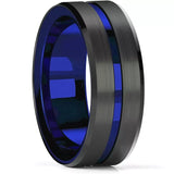 8mm Red Groove Beveled Edge Tungsten Wedding Ring