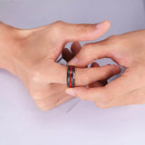 8mm Red Groove Beveled Edge Tungsten Wedding Ring