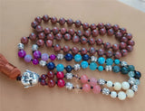 8mm Rhodochrosite 108 Beads Tassel Necklace