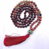 8mm Rhodochrosite 108 Beads Tassel Necklace Healing Lucky Wrist