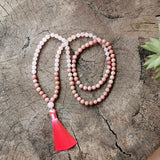 8mm Rhodonite, Dyed Rose Quartz JapaMala, Pink Mala, Namaste Yoga Jewelry