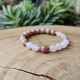 8mm Rhodonite, Dyed Rose Quartz JapaMala, Pink Mala, Namaste Yoga Jewelry