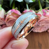 8mm Tungsten Carbide Wedding Band Arrow Meteorite Inlay Ring