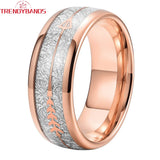 8mm Tungsten Carbide Wedding Band Arrow Meteorite Inlay Ring
