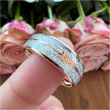 8mm Tungsten Carbide Wedding Band Arrow Meteorite Inlay Ring