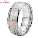 8mm Tungsten Carbide Wedding Band Arrow Meteorite Inlay Ring