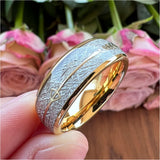 8mm Tungsten Carbide Wedding Band Arrow Meteorite Inlay Ring