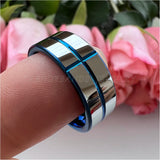 8mm Tungsten Carbide Wedding Band Grooved Polished Ring