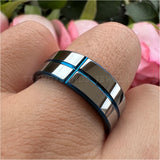 8mm Tungsten Carbide Wedding Band Grooved Polished Ring