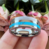 8mm Tungsten Carbide Wedding Band with Shell Inlay