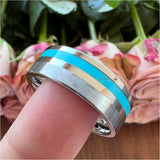 8mm Tungsten Carbide Wedding Band with Shell Inlay