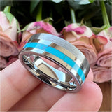 8mm Tungsten Carbide Wedding Band with Shell Inlay