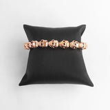 8mm Rose Skulls Bead Bracelet, Silver Punk Jewelry for Men Women