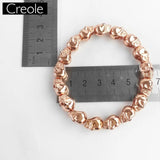 8mm Rose Skulls Bead Bracelet, Silver Punk Jewelry