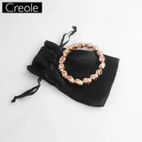 8mm Rose Skulls Bead Bracelet, Silver Punk Jewelry