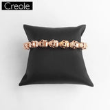 8mm Rose Skulls Bead Bracelet, Silver Punk Jewelry