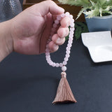 8mm Rose Quartz Muslim Tasbih Bracelet Men & Women Tassel Blessing Rosary