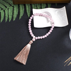 8mm Rose Quartz Muslim Tasbih Bracelet Men & Women Tassel Blessing Rosary