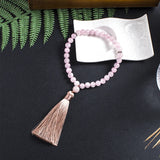 8mm Rose Quartz Muslim Tasbih Bracelet Men & Women Tassel Blessing Rosary